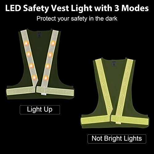 Sulwzm Led Safety Vest, 16 Lights With 3 Modes, High Visibility Reflective Running Vest(Yellow, Free Size) #TOP2