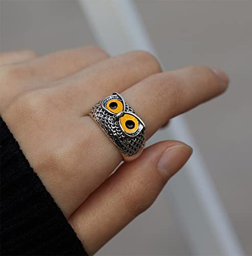 Bague de pouce œil de démon jaune et hibou symbole de chance - 5