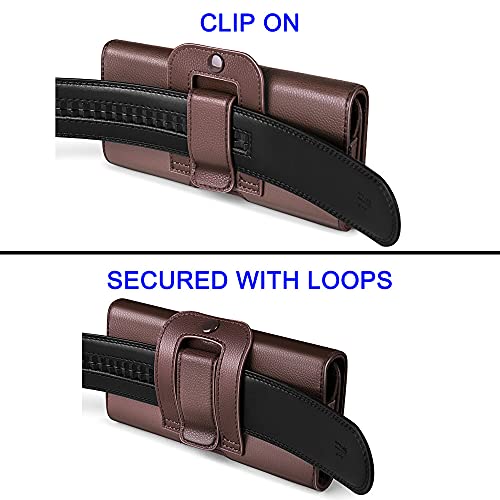 Nuoku Holster For Iphone Se (2022, 2020), Iphone 8, Iphone 6S Iphone 7 Belt Clip Case, Premium Belt Case With Belt Clip Cell Phone Belt Holder Pouch Cover (Fits Phone With Otterbox Case On), Brown #TOP2