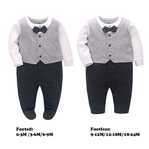 Famuka Baby Boy Gentleman Romper Toddler Boys Formal Suit Party Dress One-Piece Wedding Tuxedo 0-24M thumb #5