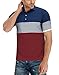 YTD Men's Short Sleeve Polo Shirts Casual Slim Fit Contrast Color Stitching Stripe Cotton Shirts