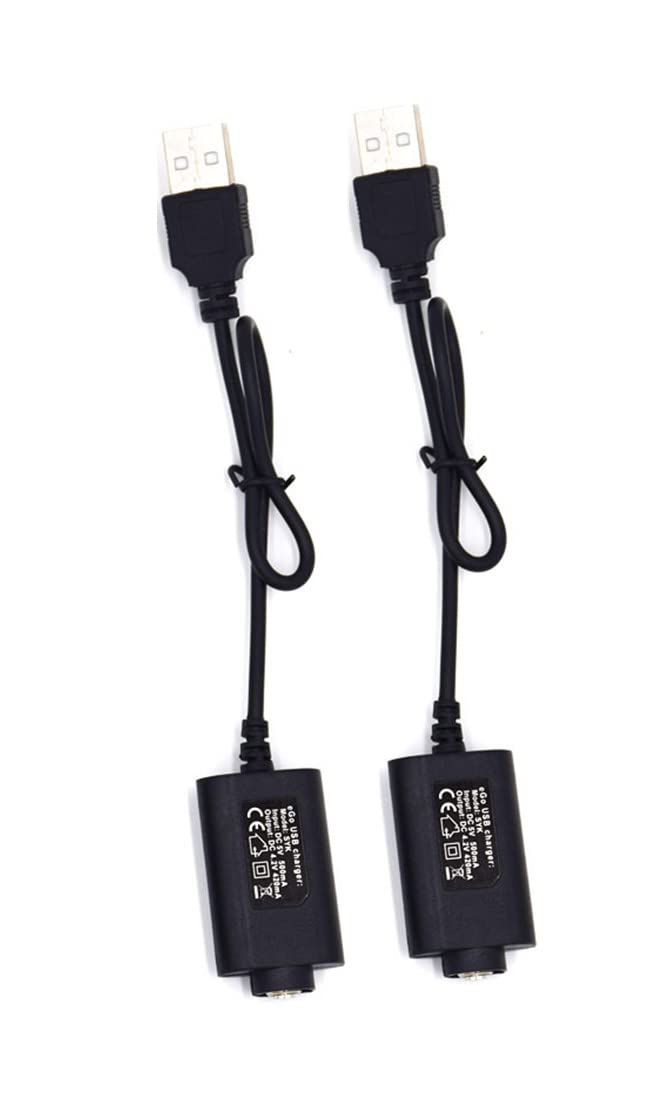 Electronic Cigarette 510 USB Charger Cable for Ego Ego-C Ego-T with 510 Thread E Cigarette Battery (2 Pack), Nicotine Free Empty Device