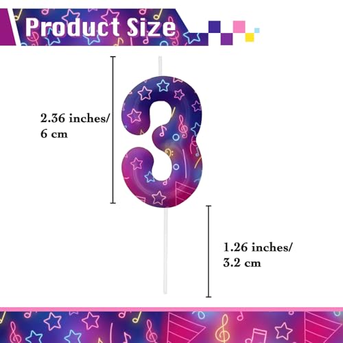 Image of Purple Number 3 Birthday Candles, Cartoon Themed Cupcake Toppers for Boys Girls Cake Decorations, Cake Toppers, Birthday Decorations Party Supplies, Number Candles for Party Decor