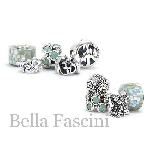 Bella Fascini Traditional Peace Sign Bead Charm Sterling Silver