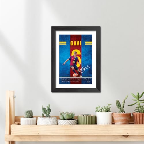 Image of TenorArts Gavi Quotes Poster Frame Barcelona Laminated Photo Framed Painting with Matt Finish Black Textues (12 inches x 9inches)