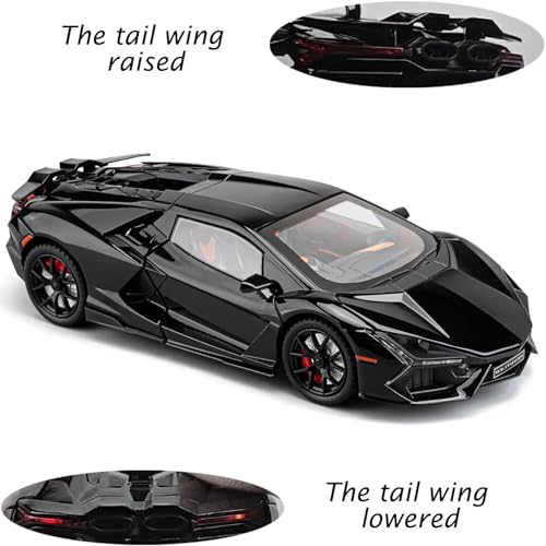 Auto coleccionable 1:24 Lambo Revuelto negro con luz y sonido miniatura 5