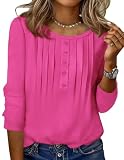 Zeagoo Valentines 3/4 sleeve Shirt Spring Tops for Women Round Neck Fashion Casual Tunic Blouse Summer Loose Fit Tee Tops For Summer Fashion Rose XL