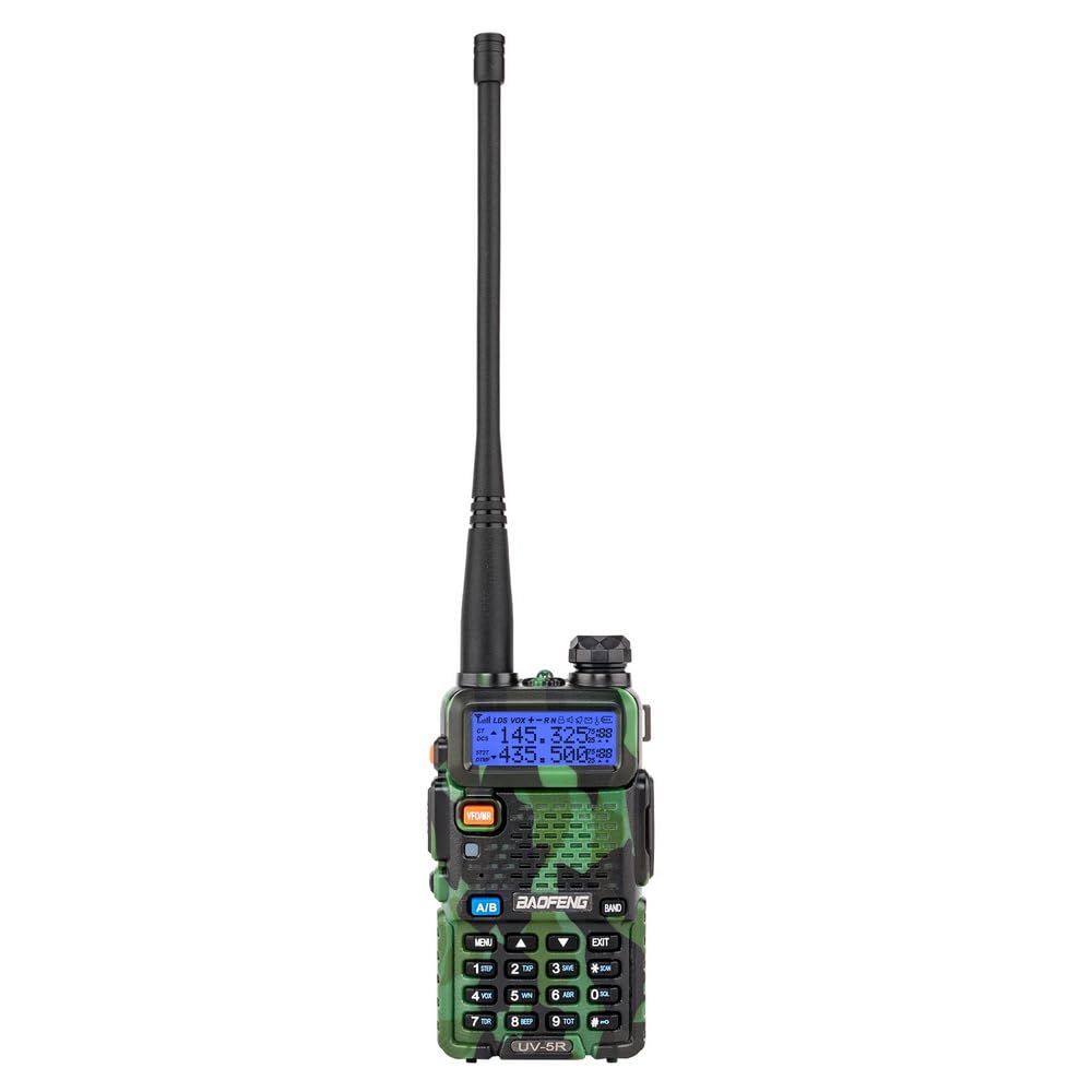 Bonnlo Talkie Walkie bi-Bande pour UHF VHF, Appareil Radio Longue portée avec Batterie 1800 mAh, Casque pour Adultes, Vert