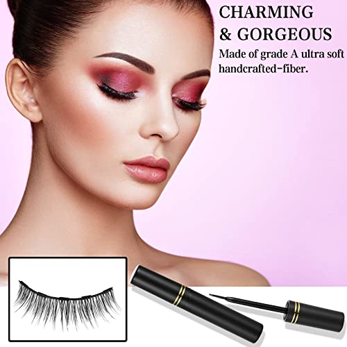 Magnetic Eyelashes And Eyeliner Kit, 12 Pairs Reusable Magnetic Lashes With Eyeliner And Tweezers, 3D Natural Look False Eyelashes, Easy To Wear, No Glue Needed #TOP1
