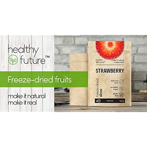Healthy Future Freeze Dried Strawberries | Lyophilised Fruit Slices, Not Irradiated | 100% Natural, Vegan, Kosher | Free from Gluten, Sulphur, Preservatives, Added Sugar, GMO | 1 Pack of 10x10g Cover