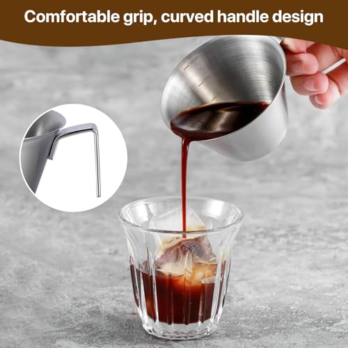 Image of 2 Pcs Espresso Cup, 100ml Stainless Steel Measuring Cups for Kitchen, Precise Measurement Tool for Coffee and Oils, Barista Essentials