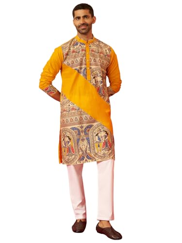 Kurta imprimé numérique noir homme fini les tenues inconfortables ensemble col roulé