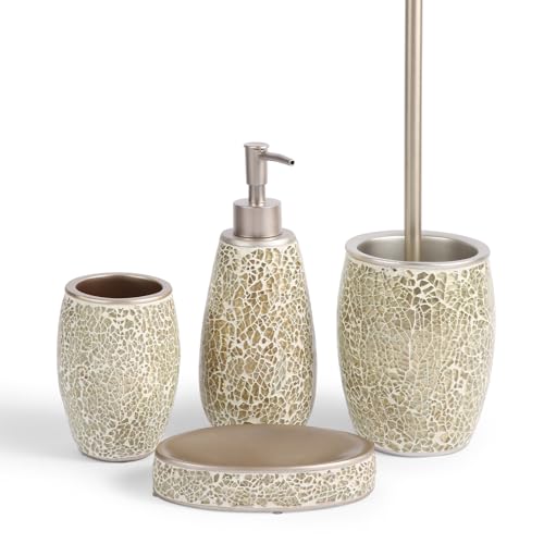Exquisite Gold Glass Sequins Resin Bathroom Accessory Set,4 Pcs -