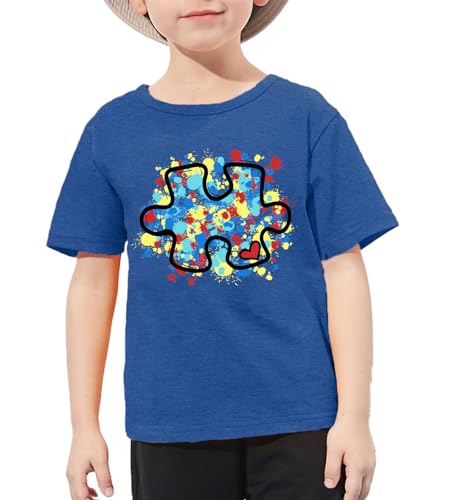 Toddler Autism Awareness Shirts for Boys Girls Funny Puzzle Piece Tshirt Kids Support Autism Blue Tee Mental Health Tops3