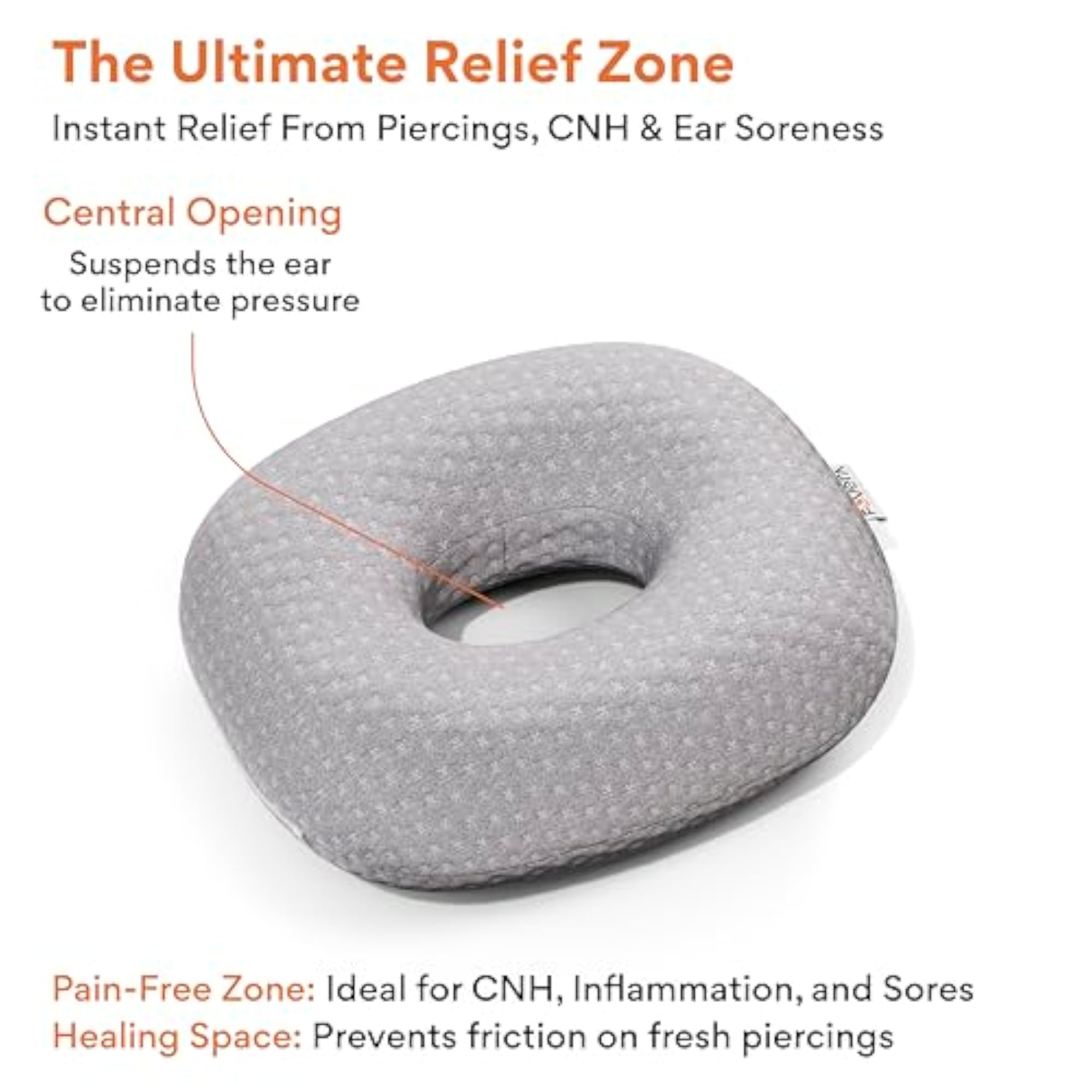 Ear Piercing Pillow for Side Sleepers, Velvet Cover
