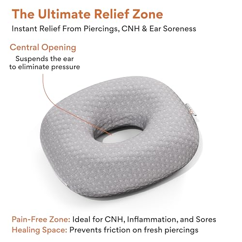 Image of FOVERA Ear Piercing Pillow for Side Sleepers with Ear Hole | Relief from Ear Pain, CNH, Ear Inflammation | Soft Velvet Fabric Cover with Microfiber Filling | Ideal for Healing & Comfort