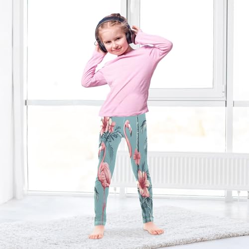 Bolaz Toddler Girls Leggings Printed Yoga Pants Leggings Pink Flamingo and Palm Tree for Kids4