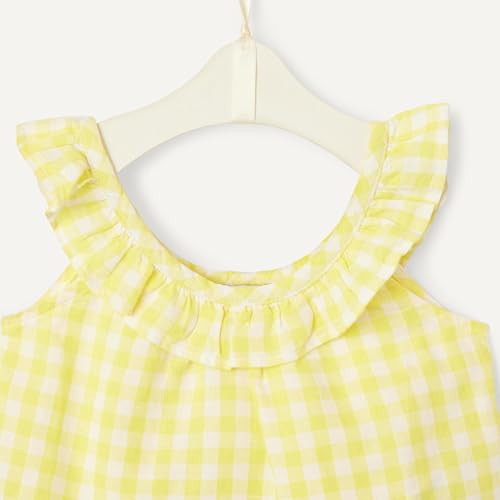 Amazon Essentials Unisex Babies x Sofia Grainge Baby Girls and Toddlers Cotton Linen Set with Ruffles, Yellow Gingham, 12 Months - image 4