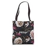 Nonie - Elegant Floral Rose & Peony Personalized Name Tote Bag