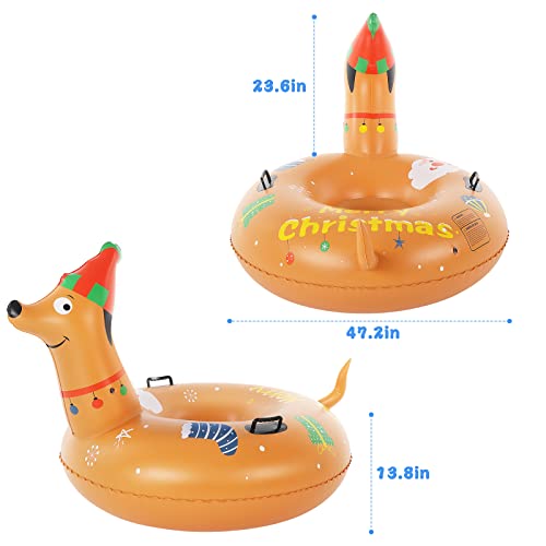 Brace Master Snow Tube - 51 Inch Inflatable Sled, 6Mm Thick Snow Sled, Heavy Duty Snow Sledding For Kids And Adults #TOP3