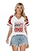 UYIQL Fourth of July Outfit Women America Cherries American Flag Shirt Cherry Bow V Neck Raglan Sleeve Proud Top White XL
