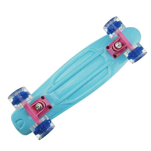 GOOCO Skateboard - Skateboard Komplett Mini Cruiser Retro Skateboard för Barn Tonåringar Vuxna, LED Upplyst Hjul med Allt-i-ett-skridsko T-verktyg för nybörjare