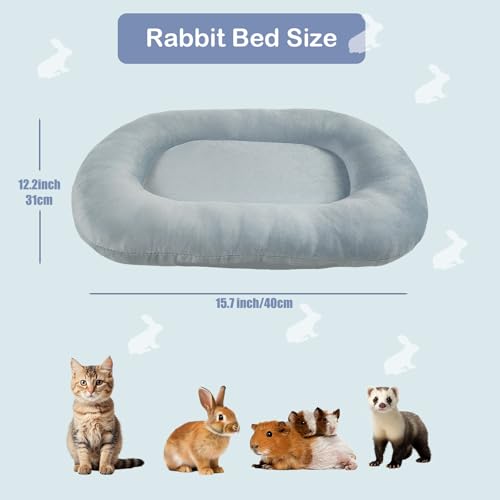 FiboPawer Cama de coelho aconchegante de 38 x 30 cm para coelhos em ambientes internos, camas ovais