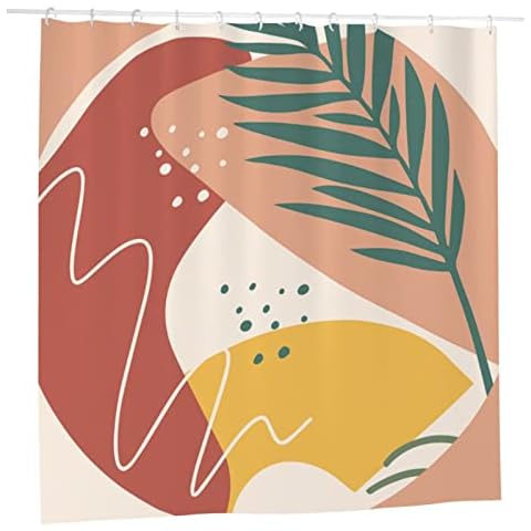 SwykxYK Green Plants And Pink Environment, Decorate Dormitory Bathroom, Shower Curtains Scenery, Plastic Hooks, European Style, Shower Curtain 72x72in Polyester, Washable And Mildew Proof Cover