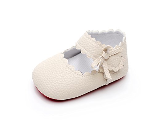 Hongteya Infant Baby Girls Ballet Dress Shoes Mary Jane Princess Soft Sole Frist Walkers Crib Moccasins (0-6 Months/Us 3.5/4.33"/See Size Chart, Begie) #TOP3