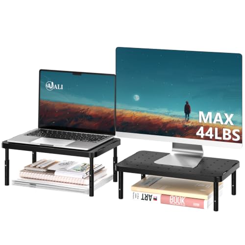 WALI Computer Monitor Stand for Desk, Adjustable Laptop Riser, Desk Monitor Stand Underneath Storage...