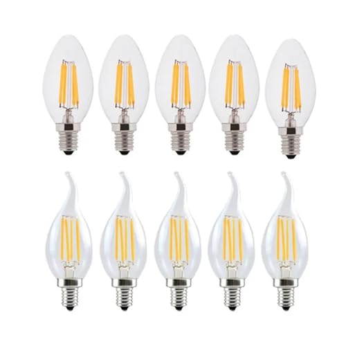 Ampoule LED E14 à filament Edison C35 lot de 10 ampoules rétro blanc chaud