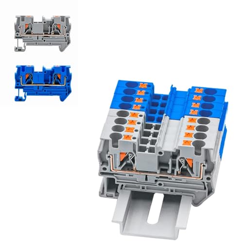 Bloque de terminales PT-4 sin tornillos para riel Din, pack de 10 conectores de cable PT4 7