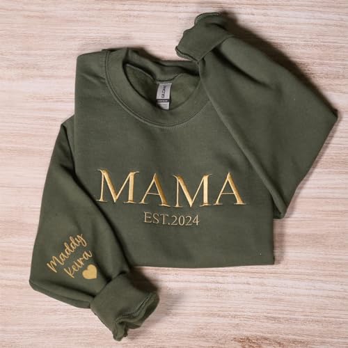 Embroidered Mama/Dad Sweatshirt, Embroidered Papa Sweatshirt, Personalized Mom Gifts, Personalized Grandma Sweater, Papa Hoodie, Customized Embroidered Sweater Multicolor3