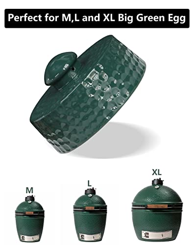 DOLAMOTY Accessories for Big Green Egg, Top Damper Cap for Big Green Egg Replacement Parts, Ceramic Chimney Cap for Big Green Egg Medium, Large and XLarge Size - Thumbnail 2
