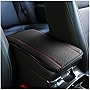 8sanlione Car Armrest Storage Box Mat, Fiber Leather Car Center Console Cover, Car Armrest Seat Box Cover Accessories Interior Protection for Most Vehicle, SUV, Truck, Car (Black/Red)