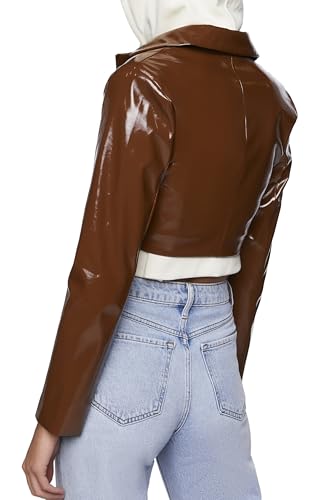 Forever 21 Womens Faux Patent Leather Cropped Blazer3