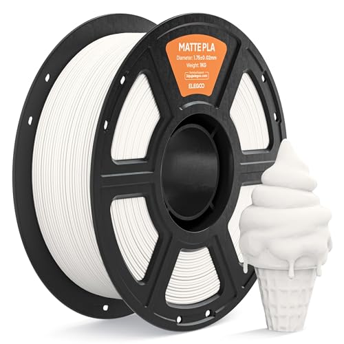 ELEGOO Matte PLA Filament 1.75mm Matt Weiß 1KG 3D Drucker Filament Maßgenauigkeit +/- 0.02mm 1kg Kartonspule (2.2lbs) für die Meisten 3D Printer