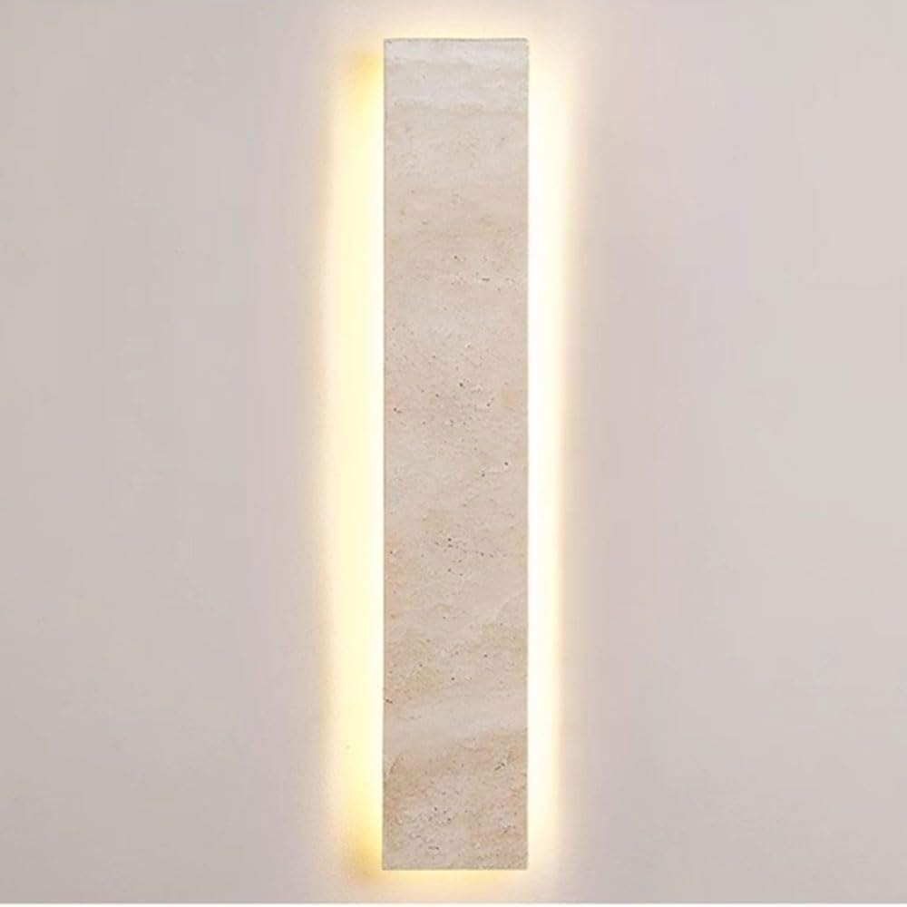HAIDU 15.7in Rectangular Wall Sconce, LED Light Source Yellow Travertine Wall Light, Natural Stone Indoor Wall Lamp, Bedside Dining Room Stairs Decorative Lighting Fixtures