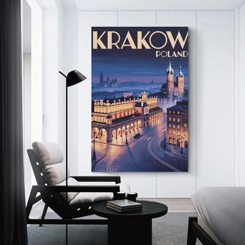 Toile Cracovie Pologne 40x60 cm, tableau d'impression grand format pour couloir et cuisine
