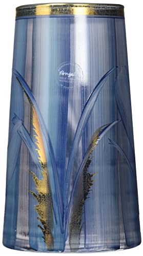 Angela Neue Wiener Werkstätte Jarrón Tim Aqua de Cristal Pintado a Mano Chapado en Oro y Cristal Azul Turquesa, 13 cm (161518-01) Cover