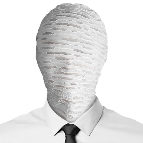 VZQI Pieces Full Face Mask Skin Masks Halloween Cosplay Spandex White Hood for Unisex Cloth Broken