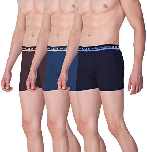 LUX VENUS Men's Pack of 3 Plain Boxers