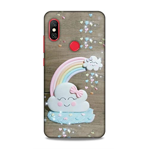 Image of Printed Mobile Back Hard Case Cover for Redmi Note 6 / Note 6 Pro | Smiley Cloud, Colourful Heart, Clay Art rainbow-2179
