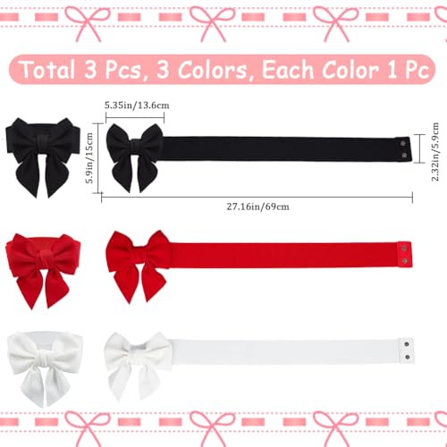 CRASPIRE 2 Colors Elastic Bow Belts Black Red White Cloth Bowknot Wide Stretch Sash Tie Elastic Chain Waist Belt Band Vintage for Women Ladies Wedding Trench Coat Overcoat Decorative2