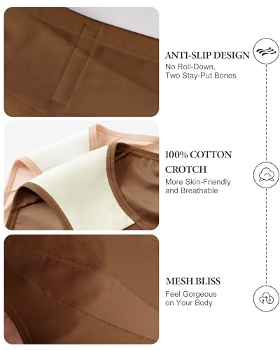Image of Women's High Waisted Underwear Full Coverage Compression Briefs 4 /5 Packs Panties Postpartum Comfortable
