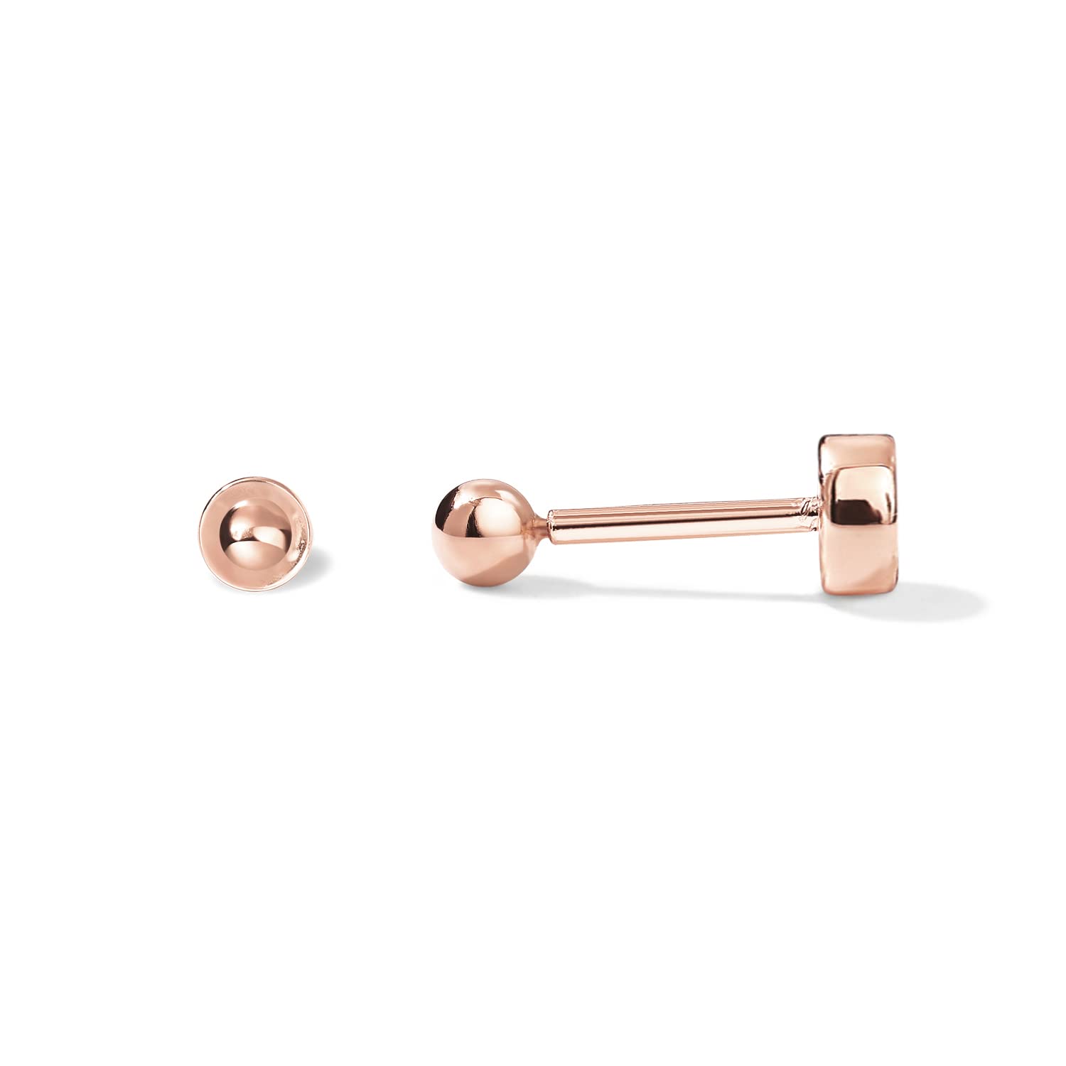 PAVOI 14K Gold Plated Ball Flatback Earrings for Women, Cartilage Stud