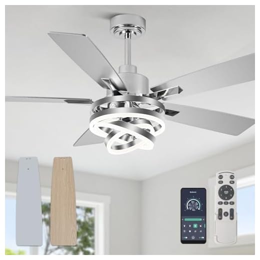 Curve Curio 52" Ceiling Fan with Light Chandelier Fan Modern DC Motor Dimmable Led Fandelier Ceiling Fan with Light for Bedroom, Living Room