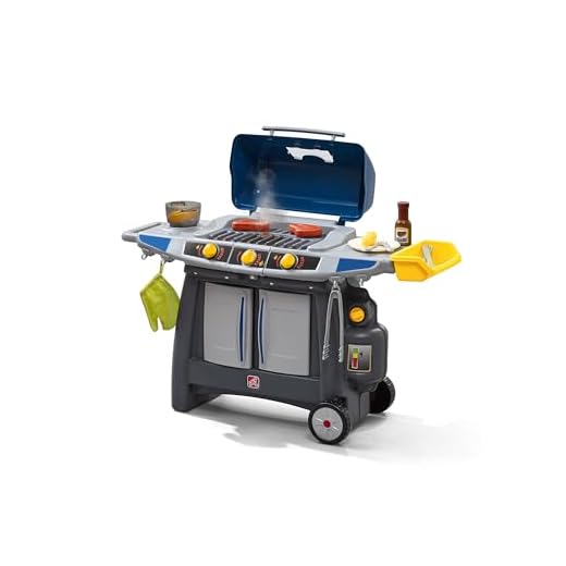 Step2 Sizzle & Smoke BBQ Grill Playset – Includes 15 Toy Grill Accessories, Interactive Features for Realistic Pretend Play – Indoor/Outdoor Kids Grill Playset