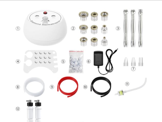 3-in-1 Diamond Microdermabrasion Machine for Home Use, Professional Facial Exfoliating & Pore Cleansing Device with Wands, Diamond Tips, Spray Bottle & Vacuum Glass Tubes for Women