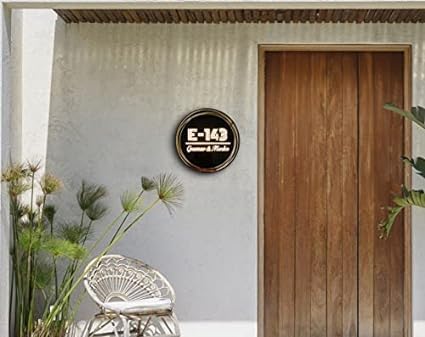 Image of ZOCI VOCI Personalized Name Plate for Home Entrance Outdoor - Acrylic Body, Waterproof | Designer Door Plates for Flat, Bungalow & Apartment - Customized (24 INCH DIA, Infinity Radiance)
